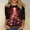 thumbnail image 2 of Christmas 3/4 Sleeve Shirts for Women Xmas Novelty Sweatshirt Crew Neck Outfits Christmas Tree Clothing Lights Clothes Shining Star Tops Festival Sweatshirts Trendy Tees, 2 of 5