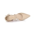 thumbnail image 4 of BLISSFUL STEP Women's Pointed Toe Cross Strap Block Heels Pumps Beige 7.5, 4 of 7