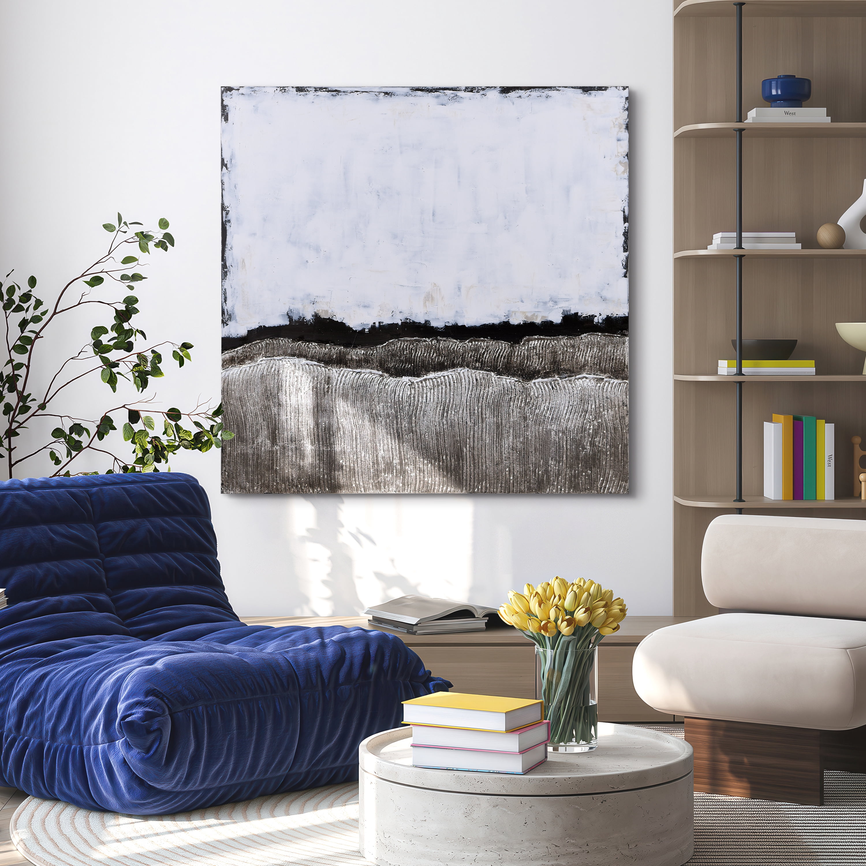 Empire Art Direct White Atmosphere Textured Metallic Hand Painted Wall Art, 48" x 48" x 2", Ready to Hang
