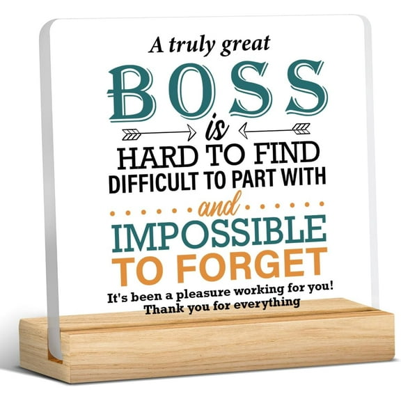 Best Boss Gifts, Boss Gift for Men Women, Appreciation Gift for Boss, Cool Gifts for Bosses, a Truly Great Boss Is Hard to Find Acrylic Desk Sign Decor 4x4 Inch