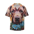 thumbnail image 5 of Picia Painted Flower Puppy Men's Linen Shirts Short Sleeve Cuban Beach Shirts Casual Shirts Button Down Shirt for Men Beach Summer Wedding Shirt-3X-Large, 5 of 7