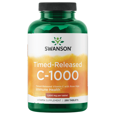 Swanson Timed-Release Vitamin C with Rose Hips Tablets, 1,000 mg, 250 Count