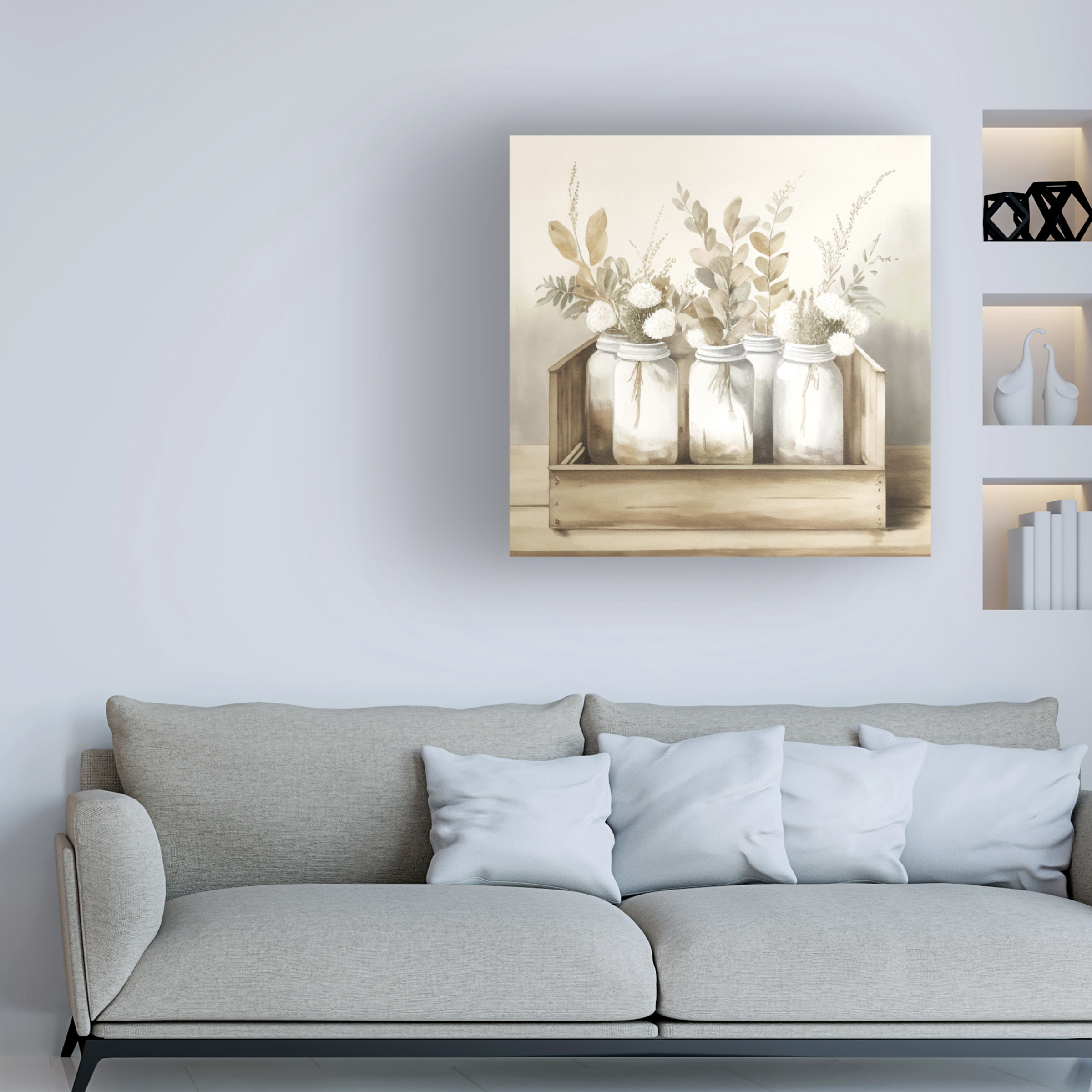 Canvas Wall Art - Sasha 'Mason Jars II' Wall Art for Living Room, Bedroom, or Office DÃ©cor by Trademark Fine Art - 24 x 24 Inches