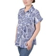 thumbnail image 2 of NY Collection Women's Short Rolled Sleeve Button Front Blouse, 2 of 4