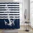 thumbnail image 4 of Coastal Anchor Shower Curtains for Bathroom, Seafaring Navy Blue Nautical Anchorage White Stripes Washable Fabric Shower Curtain with Hooks Waterproof Bathroom Decor Sets, 72 x 78 Inches, 4 of 9