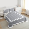 thumbnail image 3 of Homewish Fashion Square Adult Bedding Comforter Set, Modern Abstract Stripes Twin Comforter Sets, Grey White Lines Reversible Bedding Set, Lightweight Room Decor, 2-Piece, 3 of 8