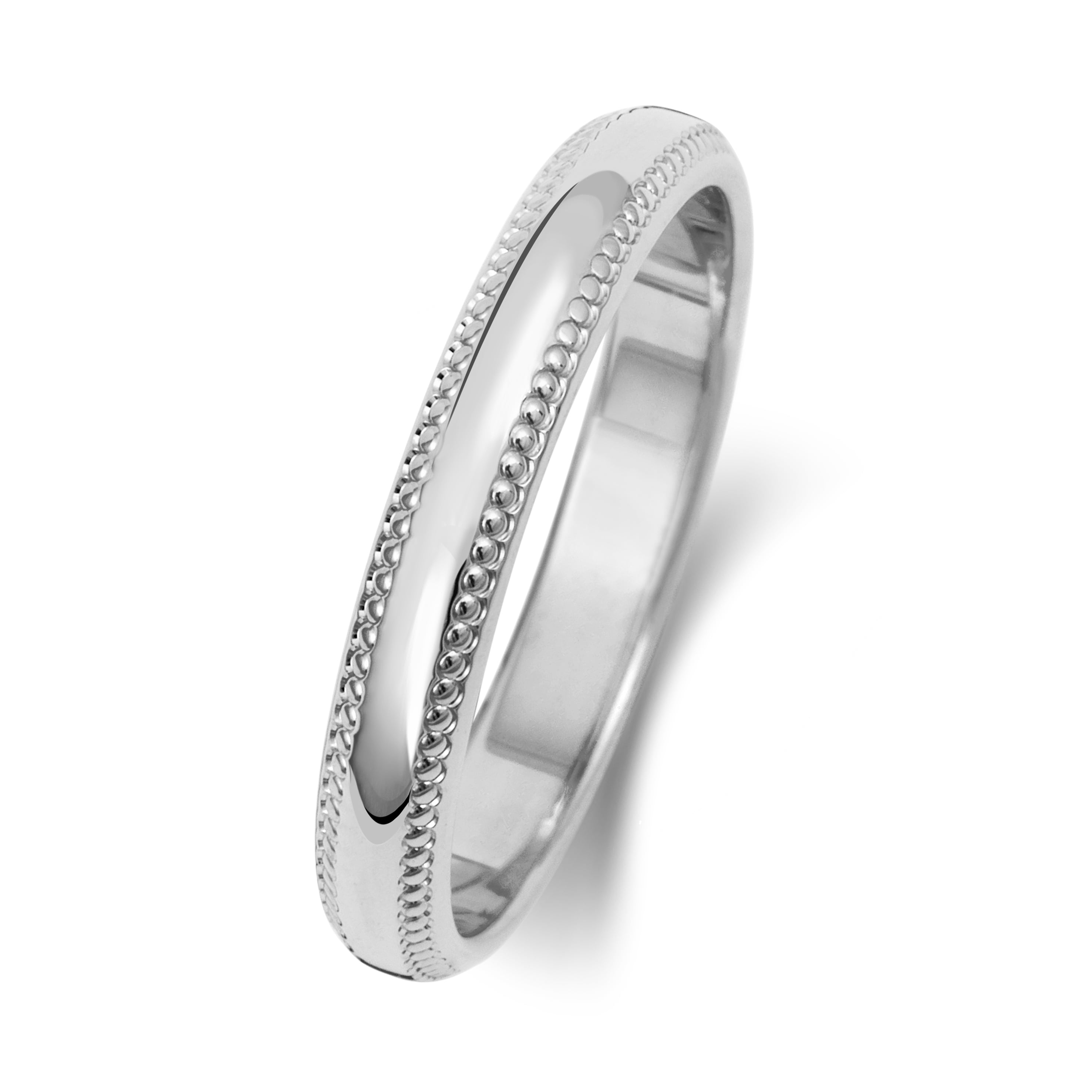 Grooved White Gold Wedding Band Set | KLENOTA