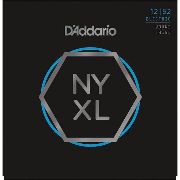 D'Addario NYXL1252W Nickel Wound Electric Guitar Strings, Light Wound 3rd, 12-52