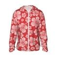 thumbnail image 1 of Balery Red Hibiscus Flower Sudadera ligera de manga larga con capucha y protección solar UPF 50+ para hombre y mujer, ideal para pesca y running-X-Large, 1 of 7