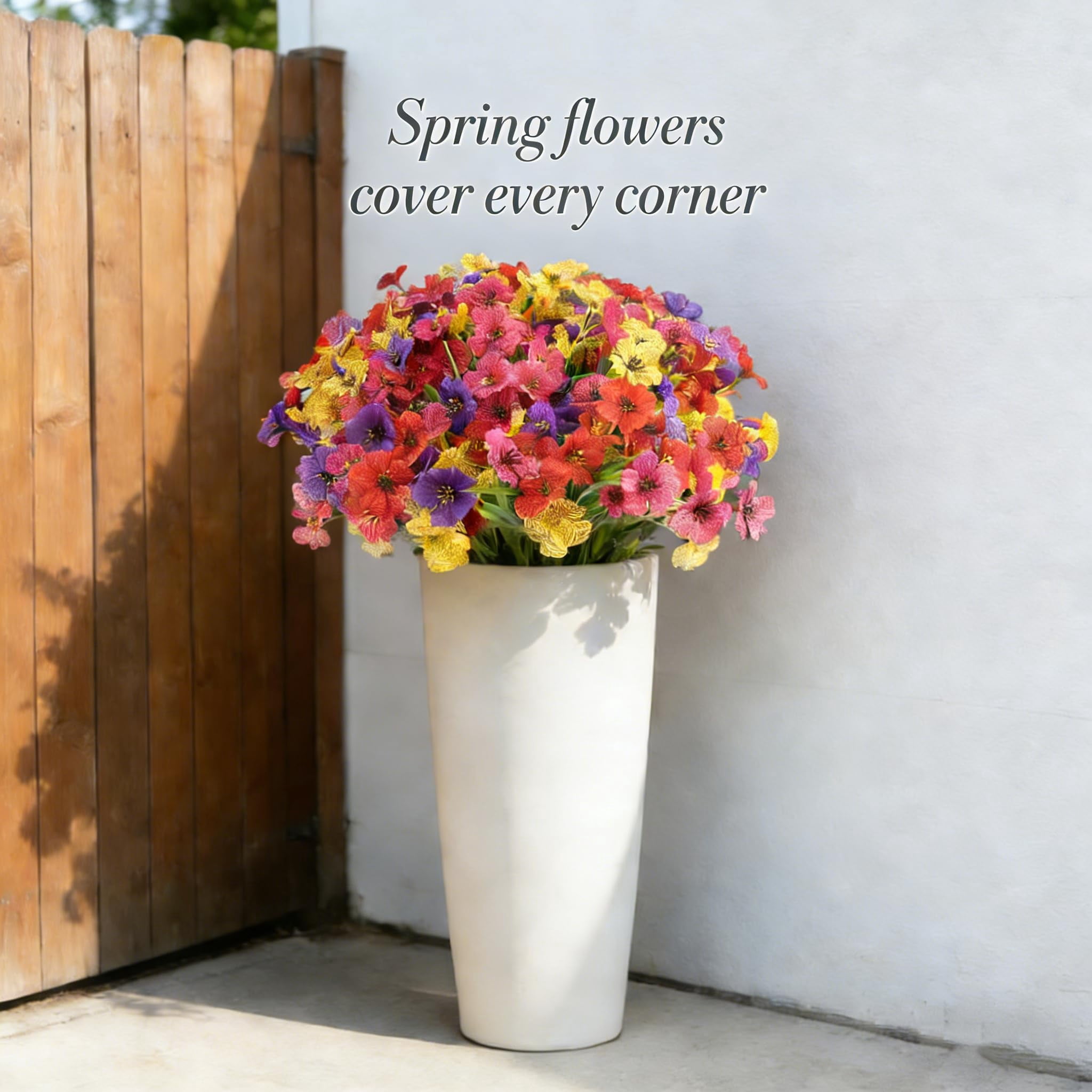 16 Bundles Artificial Flowers for Outdoors UV Resistant Silk Fake Flower Outside for Plants Garden Porch Yard Home Spring Summer Decor (Colorful)