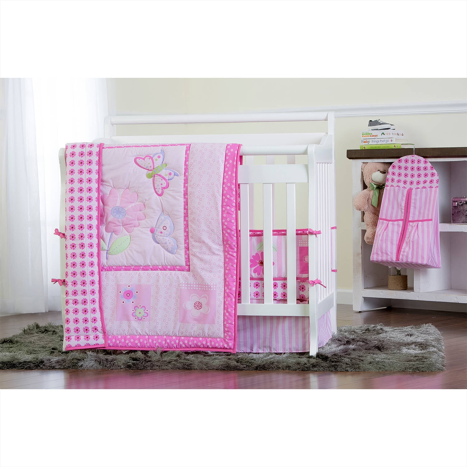 portable crib bedding sets for girl