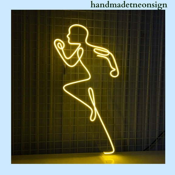 Handmadetneonsign Running Man Neon Sign, Jogging Man Wall Art Decor, Athletic Sport Home Wall Decor 037842