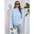 thumbnail image 3 of Women'S Turtle Neck Long Sleeve Knitted Cardigan Autumn and Winter Loose Knitted Cardigan with Zipper Light Blue S, 3 of 7