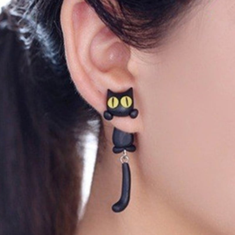 Lovely Women Girl 3D Cartoon Animal Fox Cat Polymer Clay Ear Stud Earrings