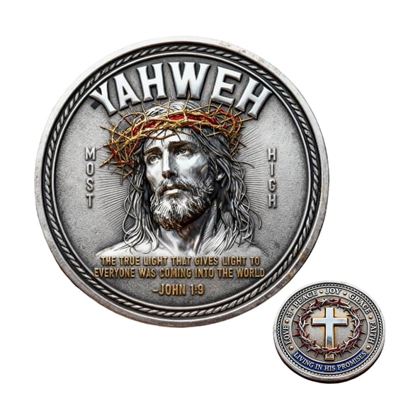 Mozhitti The True Light Commemorative Challenge With Crown Of Thorns Living In His Promises Verse Gift For Men Women