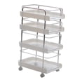 thumbnail image 2 of 1:6 Dollhouse Miniature 4 Tier Rolling Cart, Collections Craft Dioramas Simulation Storage Rack with Wheels for DIY Scenery Layout Building White, 2 of 8