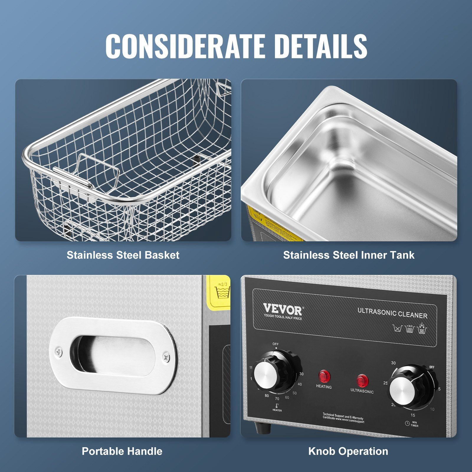 3L Ultrasonic Cleaner with Heater Timer Basket 120W Professional Digital Sonic Cavitation Machine for Watch Glasses Coin Metal Parts Tools