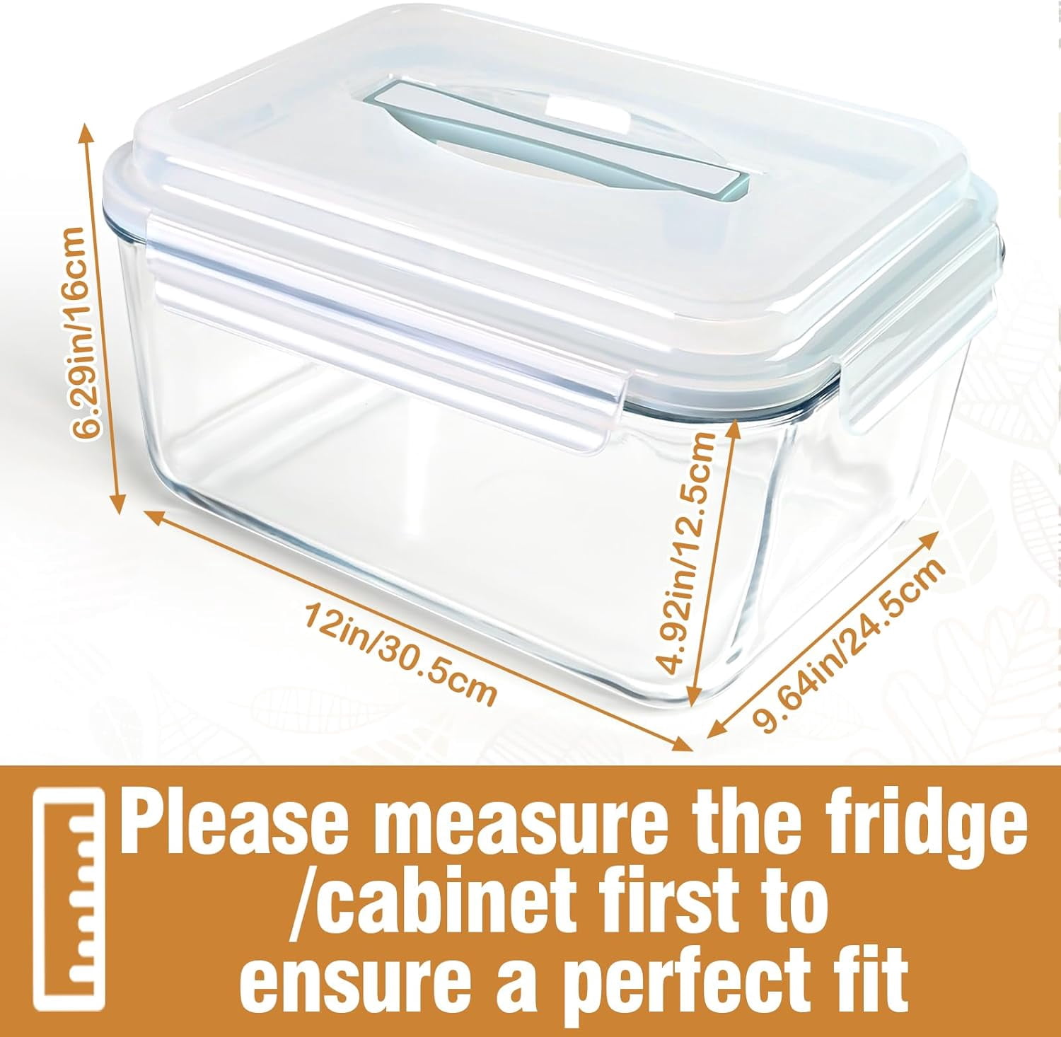 Large Glass Storage Containers with Lids, Watermelon Containers, Extra Large Glass Food Storage Airtight, Big Glass Containers Potluck, Glass Food Storage for Turkey Rotisserie Chicken, 220oz/28cup