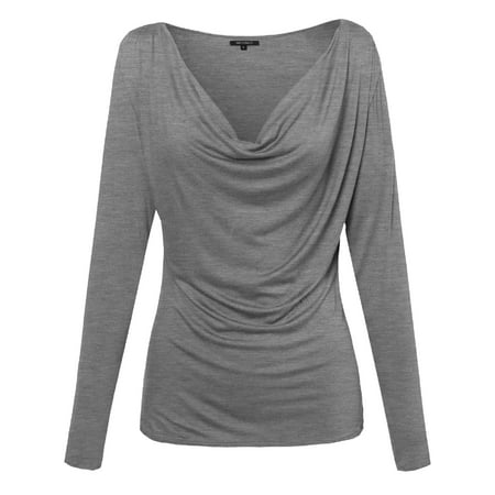 Fashionoutfit Fashionoutfit Women S Basic Draped Cowl Neck Long