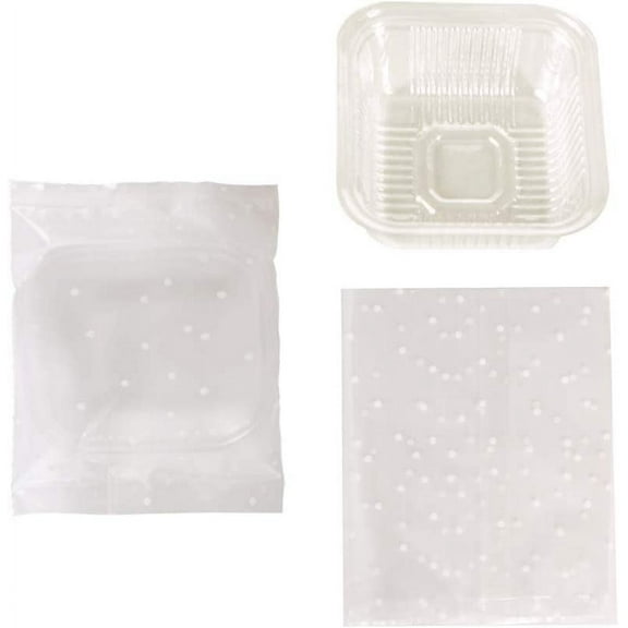 80G Moon Cake Plastic Bags Hot Seal Cookie Candy Bag With Trays 100 Sets (80G Dots)