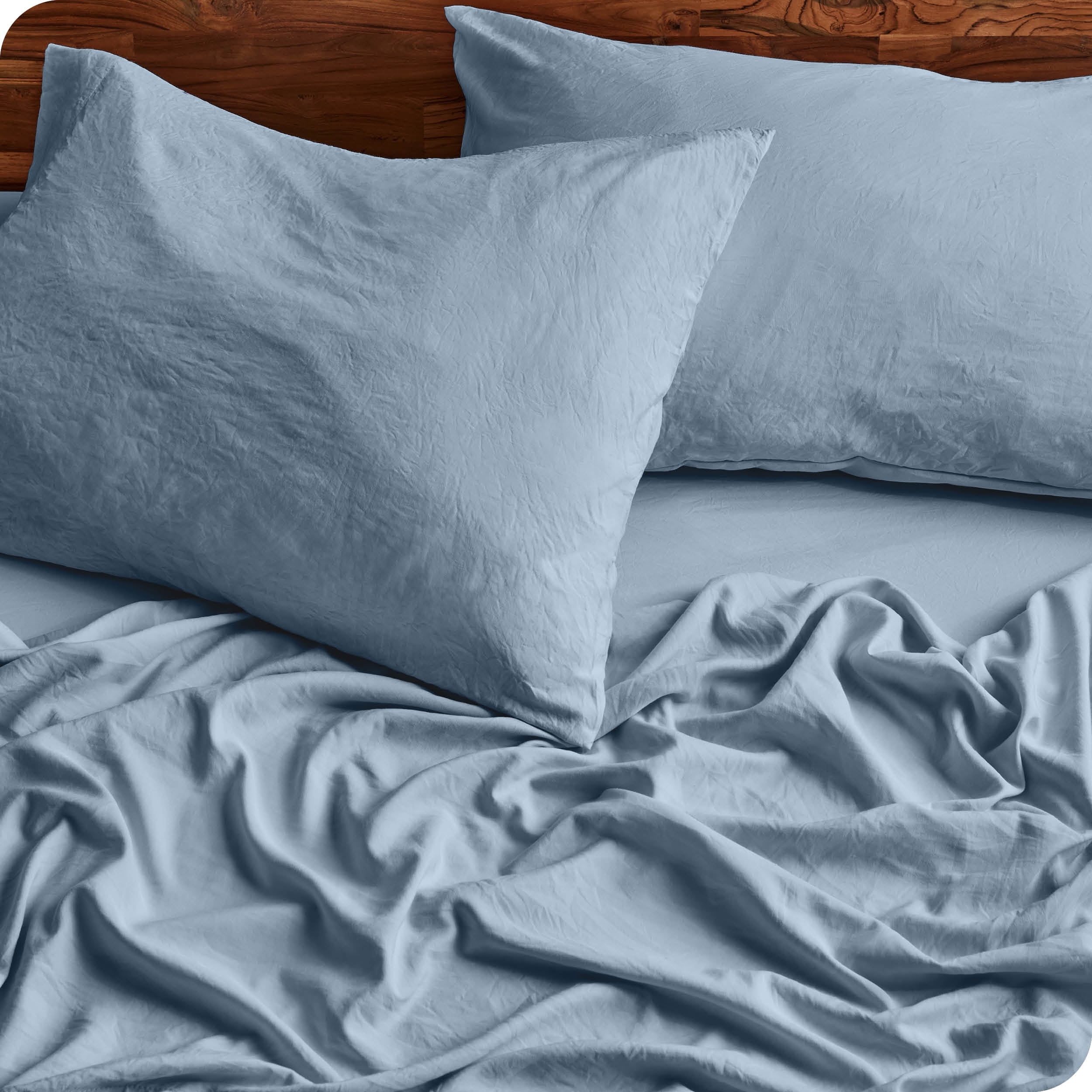 Bare Home Dusty Blue Sandwashed Microfiber Sheet Set, Wrinkle Resistant, Deep Pocket, Full