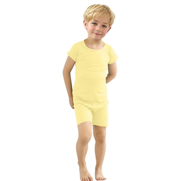 Odeerbi 6M-7Y Conjunto de Pijama de Verano Para Niños Y Niñas de Punto Elástico Con Camiseta de Manga Corta Y Pantalón Corto de Cintura Alta Conjunto de Pijama de Dos Piezas