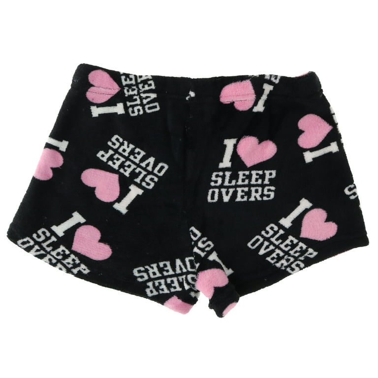 Emme Jordan Junior's Fuzzy Plush Pajama Shorts (Aqua & Rainbow Dots, Small)  at  Women's Clothing store