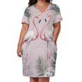 thumbnail image 3 of Flamingo Floral Pattern Loose Pocket Dress Dresses Summer Summer Dresses for Women, 3 of 9