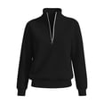 thumbnail image 7 of CFLVAEK Half Zip Sweatshirt for Women Solid Color Lapel Workout Sweatshirts Casual Long Sleeve Fall Pullovers Black L, 7 of 7