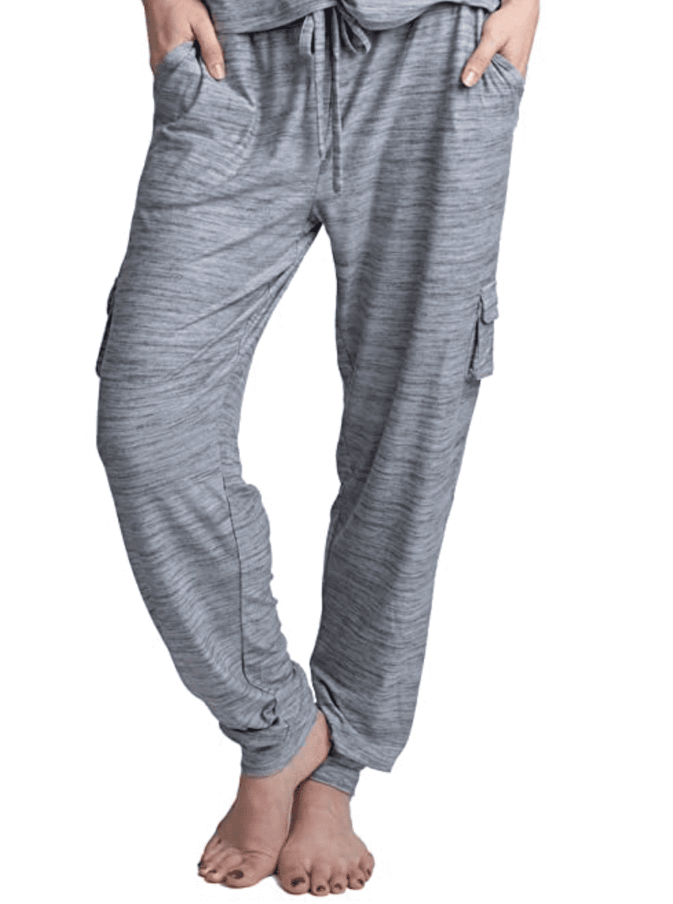 Hanes Women's Cargo Sleep Jogger Pant, Heather Grey, Large