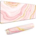 thumbnail image 1 of Desk Mat,Large Mouse Pad 35''×15.6''×0.12'' XXL Extended Gaming Mouse Pad Mat with Non-Slip Base Stitched Eges Mousepad for Computer,Office,Keyboard and Laptop - Pink Golden Marble, 1 of 5