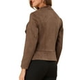 thumbnail image 3 of Unique Bargains Women's Faux Suede Jacket Open Front Lapel Draped Cardigan Blazers XS Light Brown, 3 of 7