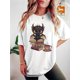 thumbnail image 2 of Women's Casual Short Sleeve Crew Neck T-Shirt - Cute Cartoon Dragon & Books Print, Lightweight Summer Top, Machine Washable Regular Fit Tee for Women, Ladies T Shirts, Casual Attire, Playful Desi, 2 of 7