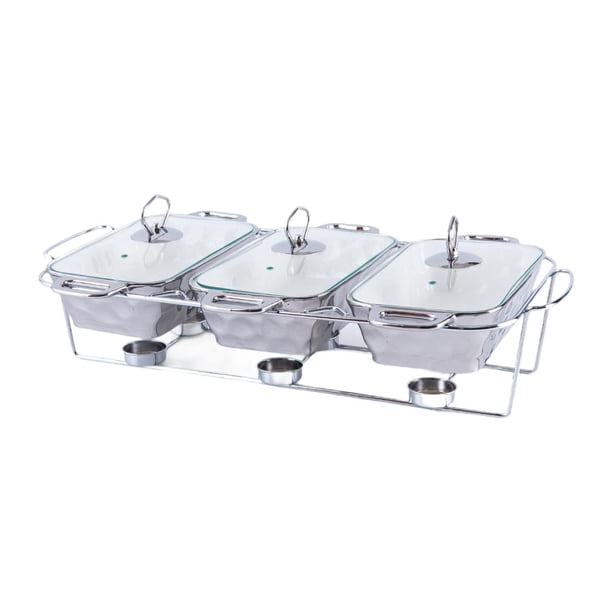 Dispía de plato Buffet Buffet Rectangular con cubierta con bandejas de calentamiento de soporte plato de cazuela para banquetes de vacaciones en hot
