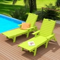 thumbnail image 4 of WestinTrends Malibu Double Chaise Lounge with Side Table, All Weather Poly Lumber Outdoor Chaise Lounge Chairs with 5 Posistions Backrest, Lime Green, 4 of 8