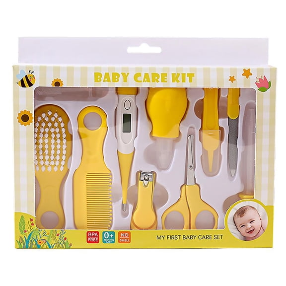 10-Piece Baby Care Kit with Nail Clippers, Thermometer, Toothbrush & Grooming Tools - Essential Newborn Health & Hygiene Set