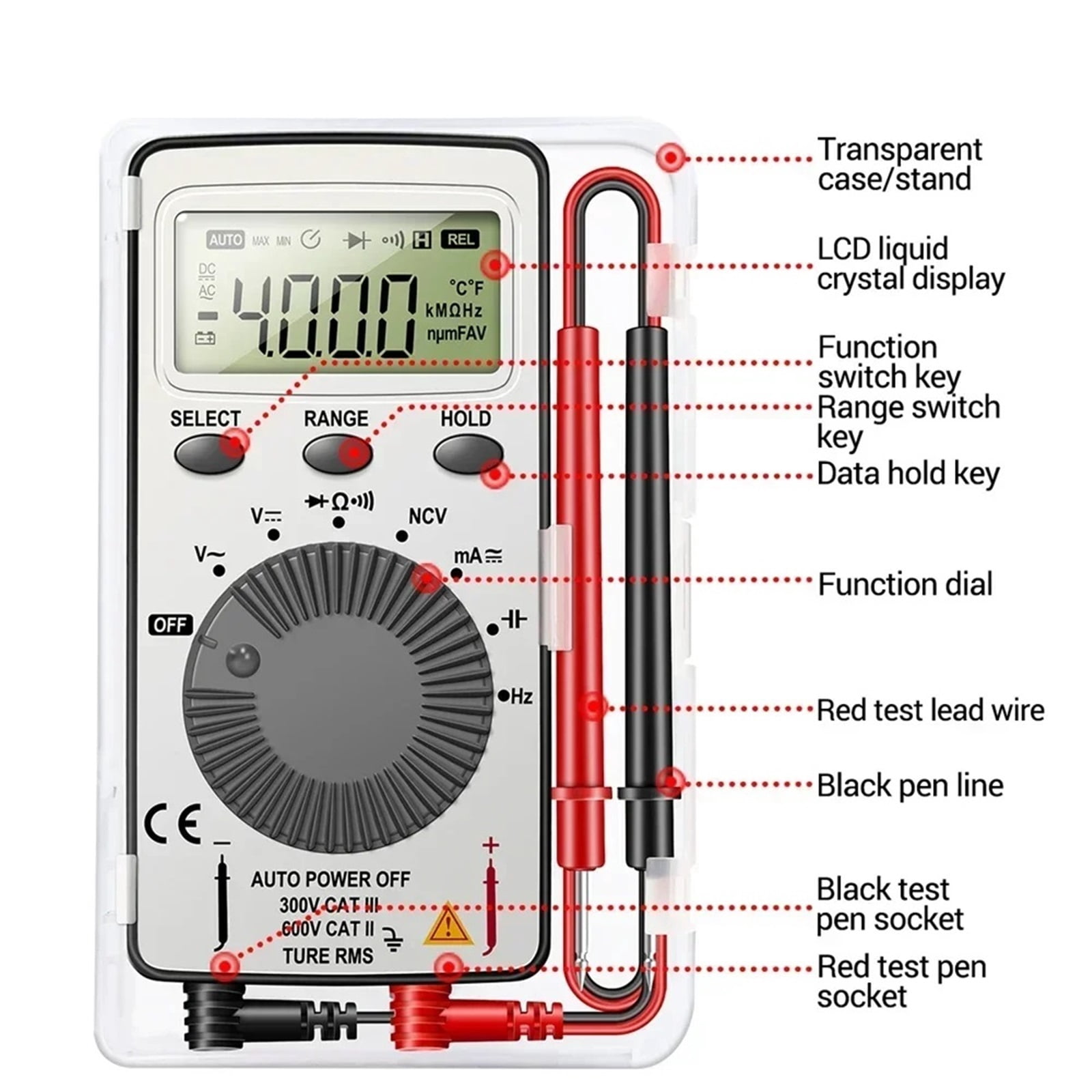 Digital Professional Multimeter 1999 Count AC Voltage NCV Capacitance Ammeter Voltmeter Tester Multimetro Test Tools ,Battery Test