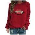 thumbnail image 2 of Aloohaidyvio Hoodies,Ladies Fashion Zip Lip Graphic Print Sleeve Crew Neck Sweatshirt, 2 of 6