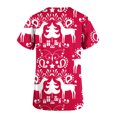 thumbnail image 4 of Blusa de manga corta con cuello en V para mujer, uniforme con bolsillos estampados navideños, blusa de enfermería Pompotops hkajfhjk473146, 4 of 5