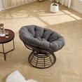 thumbnail image 4 of CQSXDA Ergonomic Indoor Outdoor Rattan Papasan Chair with 360° Swivel, Thick Cushion and Brown Frame for for Home and Garden, Grey, 4 of 15