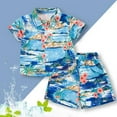 thumbnail image 2 of Bmisegm Boys Summer Outfits Beach Button Down Printed Short Sleeve Shirt and Shorts Two Piece Ensemble Boys Summer Outfits Sky Blue_006 3-4 Years, 2 of 3
