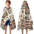 thumbnail image 3 of Vintage Halloween Poster Pattern Hooded Bath Towel，50"x30" for Ages 3 To 12 Kids, Quick Dry Lightweight Soft Microfiber Hood Beach Towel Cover Up for Kids, 3 of 7