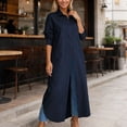 thumbnail image 5 of LIUJUNSHOP Women's Long Sleeve Button Down Shirt Dress Spring Casual Maxi Dresses Loose Fit Blouse Dress with Pockets, 5 of 6