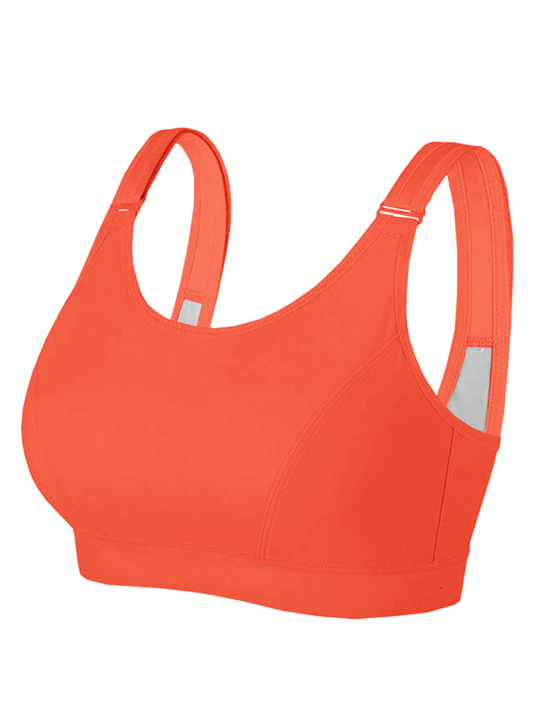 Women High Impact Support Sports Bras Wirefree Front Adjustable Straps