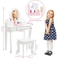 thumbnail image 2 of Vanity Set with Mirror and Drawers - Princess Makeup Dressing Table and Stool Playset, 2 of 7