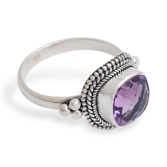 Novica Amethyst Purple Elegance Women's Jewelry Unique Gift Cocktail Ring