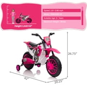 TOBBI 12V Ride on Motorcycle, Battery Powered Electric Motorcycle for Kids with Training Wheels,Ride on Toys for Kids 3-6 Boys Girls, Pink