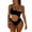 Black, variant on Women's One Piece Swimsuits O-Ring Tummy Control Bikini Bathing Suit Off-Shoulder Cutout Slimming Swim Suit V Neck Swimwear