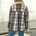 thumbnail image 4 of Kilaqueen Womens Fall Fashion 2025 Flannel Plaid Shackets Button Down Lapel Collared Sherpa Jacket Casual Long Sleeve Fleece Shirt with Pockets, 4 of 4