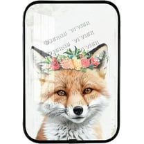 Framed Wooden Wall Art Fox Woodland Nursery Wall Art Cute Woodland Floral Crown Animals Crystal Porcelain Painting Prints for Baby Kids Room Decorations Black Framed Art 12x8 inches